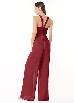 Azazie Berdie Brautjungfernkleider Halter Chiffon Overall/Jumpsuit Granatapfelrot image4