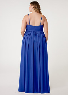 Azazie Alia Bridesmaid Dresses Royal Blue A-Line Pleated Chiffon Dress image7