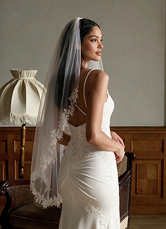 front Cordelia Floral Lace Hip Length Veil