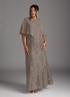 Azazie Whilhelmina Mother of the Bride Dresses Taupe Mermaid Lace Chiffon Dress image11