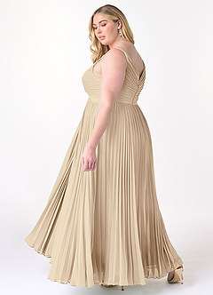 Azazie Raychelle Brautjungfernkleider A-Linie V-Hals Chiffon Kleid Champagner image10