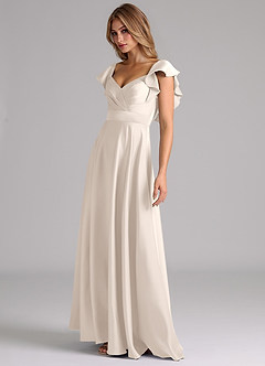 Azazie Leilani Bridesmaid Dresses White Alabaster A-Line Ruched Stretch Satin Dress image8