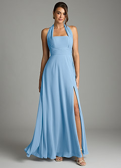 Azazie Tamira Bridesmaid Dresses Powder Blue A-Line Pleated Chiffon Convertible Dress image1