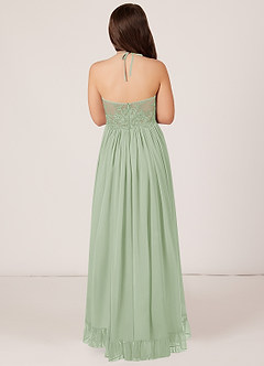 Azazie Sarafina Junior Dusty Sage A-Line Lace Chiffon Dress image2