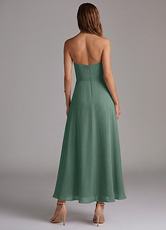 Azazie Wren Vestidos de madrinha de casamento Vestido Musgo Marinho de Chiffon de Linha A com Sem alças image4