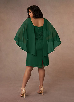 Azazie Mirra Mother of the Bride Dresses Dark Green Sheath Scoop Pleated Chiffon Dress image3