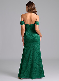 Azazie Saige Bridesmaid Dresses Emerald A-Line Off the Shoulder Floral Burnout Convertible Dress image6