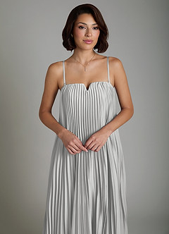Azazie Rayna Bridesmaid Dresses Silver A-Line Strapless Stretch Satin Dress image3