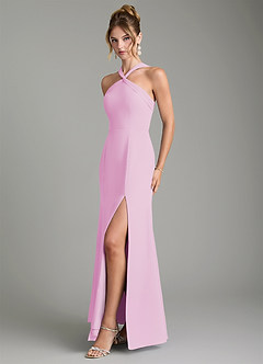 Azazie Rue Bridesmaid Dresses Candy Pink A-Line Halter Chiffon Dress image5
