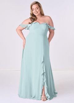 Barbie ♥ Azazie Bridesmaid Dresses Mist A-Line Off the Shoulder Chiffon Convertible Dress image7
