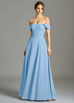 Azazie Oasis Brudtärnklänningar Klä av A-Linje i Chiffong med fickor Puderblå image1