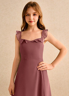 Azazie Chip Girls Formal Flower Girl Dresses Amethyst A-Line Sleeveless Chiffon Dress image6