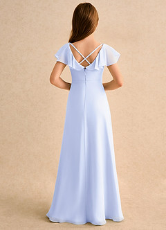 Azazie Nari Girls Formal Flower Girl Dresses Lavender A-Line with Sleeves Chiffon Dress image2