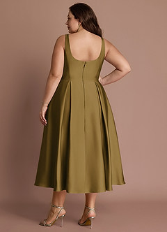Olivia Martini Green Pleated Midi Dress image5