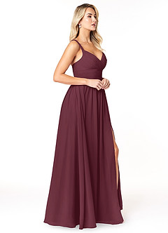 Azazie Chanel Bridesmaid Dresses Cabernet A-Line Pleated Chiffon Dress image4