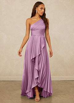 Christian Siriano Bridal for Azazie 1008 Bridesmaid Dresses Wisteria A-Line One Shoulder Stretch Satin Dress image3