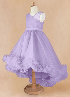 Azazie Lottie vestidos de niña de las flores Vestido de Lila de Satén de Corte En A con Hombro unilateral image7