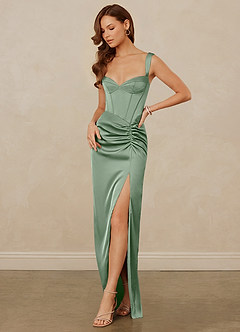 Christian Siriano Bridal for Azazie 1017 Bridesmaid Dresses Matcha Sheath Sweetheart Neckline Stretch Satin Dress image4