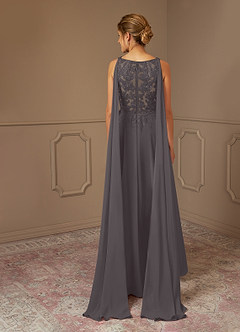 Azazie Joules Mother of the Bride Dresses Steel Grey A-Line Sequins Chiffon Dress image2