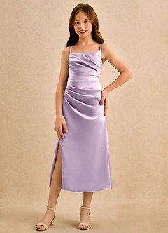 Azazie Canna Girls Formal Flower Girl Klänningar Klänning A-Line i Stretch Satin Plisserad image4