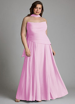 Azazie Gabriela Jurken voor bruidsmeisjes Jurk van Chiffon met A-lijn Korset Snoep Roze image18