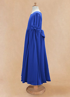 Azazie Joss Flower Girl Dresses Royal Blue A-Line with Sleeves Chiffon Dress image8