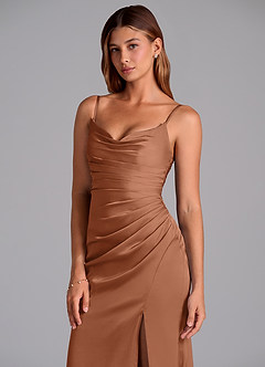 Azazie Claudelle Suknie dla druhen Syrena Bez ramiączek Satyna elastyczna Do ziemi Sukienka image2