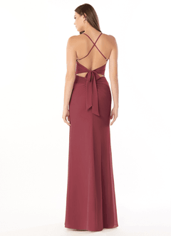Azazie Aribella Bridesmaid Dresses Merlot Sheath Ruched Chiffon Dress image2