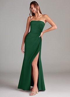 Azazie Aliani Abiti da Damigella Abito Convertibile Tubino in Chiffon Senza Cinturino Verde Scuro image4