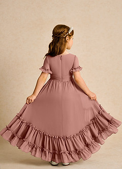 Azazie Kass Flower Girl Dresses Cedar Rose A-Line Pleated Chiffon Dress image3