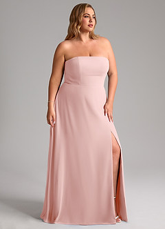 Azazie Wren Vestidos de damas de honor Vestido de Rosa Empolvado de Gasa de Corte en A Convertible con Corte Lateral image12