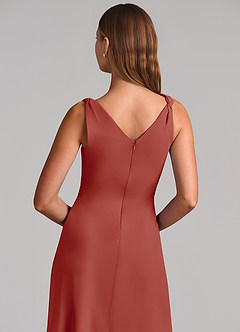Azazie Nerine Brudtärnklänningar Klä av A-Linje i Chiffong Plisserad Terrakotta image7
