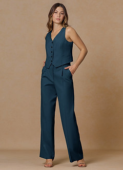 front Rowan Dark Navy Refined Weave Performance 2-Piece Suit