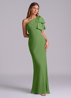 Azazie Yuanna Bridesmaid Dresses Basil Mermaid One Shoulder Chiffon Dress image3