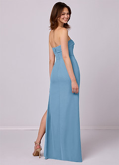 Barbie ♥ Azazie Bridesmaid Dresses Steel Blue Sheath Strapless Chiffon Convertible Dress image6