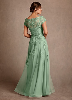 Azazie Jalinda Mother of the Bride Dresses Matcha A-Line Lace Chiffon Dress image2