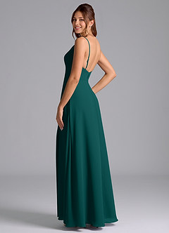Azazie Sarella Brautjungfernkleider A-Linie mit Taschen Chiffon Kleid Pfau image5