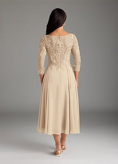 Azazie Marge Mother of the Bride Dresses Champagne A-Line Scoop Lace Chiffon Dress image10