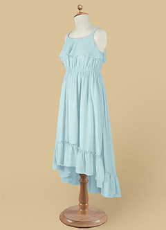 Azazie Karmen Flower Girl Dresses Sea Glass A-Line Ruched Chiffon Dress image10