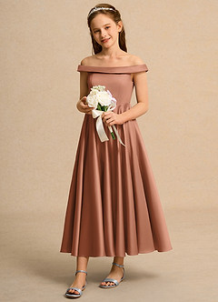 Azazie Teeny Junior Formal Flower Girl Klänningar Klä A-Line i Matt satäng Plisserad image1