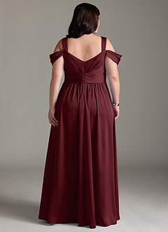 Azazie Lianne Brautjungfernkleider A-Linie Schulterfrei Stretch-Satin Kleid Cabernetrot image2
