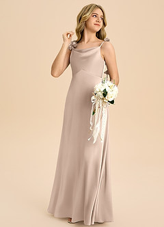 Azazie Gumdrop Junior English Rose Empire Pleated Stretch Satin Dress image4