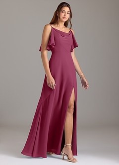 Azazie Darcia Bridesmaid Dresses Mulberry A-Line Side Slit Chiffon Dress image4