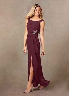 Azazie Yarrow Mother of the Bride Dresses Cabernet A-Line Pleated Chiffon Dress image4