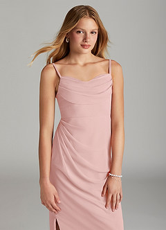 Azazie Mai Junior Etui Plissee Chiffon Kleid Puderrosa image5