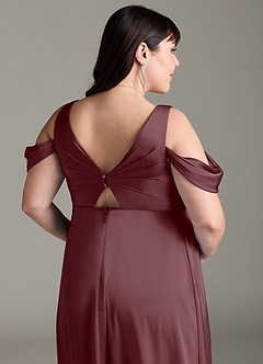 Azazie Rhea vestidos de dama de honor de maternidad Vestido de Corte En A Off The Shoulder Plisado Hasta el suelo Satén Elástico image13