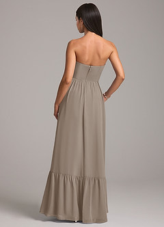 Azazie Kailee Bridesmaid Dresses Taupe A-Line with Pockets Chiffon Dress image6