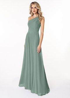 Azazie Dallas Bridesmaid Dresses Silver Sage A-Line One Shoulder Chiffon Dress image1