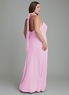 Azazie Velli Bridesmaid Dresses Candy Pink Mermaid High Neck Chiffon Dress image13