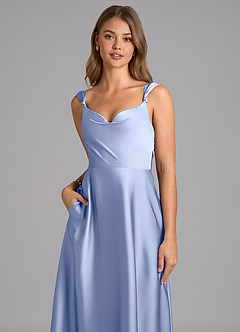 Azazie Beatrice 신부 들러리 드레스 A라인 스윗하트 네크라인 스트레치 새틴 바닥 길이 드레스 image7